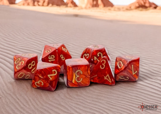 Chessex Scarab: Mega-Hedral pc: Scarlet/Gold | L.A. Mood Comics and Games