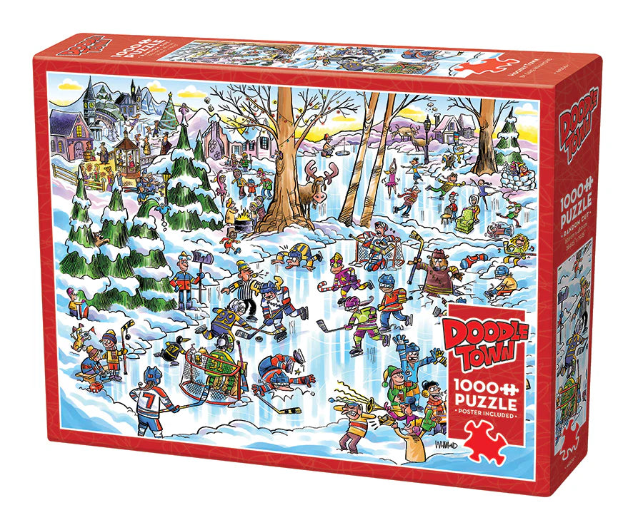 Puzzle 1000pc - DoodleTown: Hockey Town | L.A. Mood Comics and Games