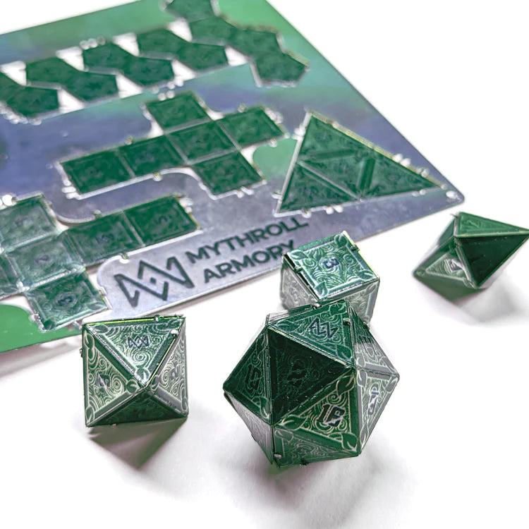 TINHEDRALS FOLDABLE METAL DICE PUZZLE - GREEN | L.A. Mood Comics and Games