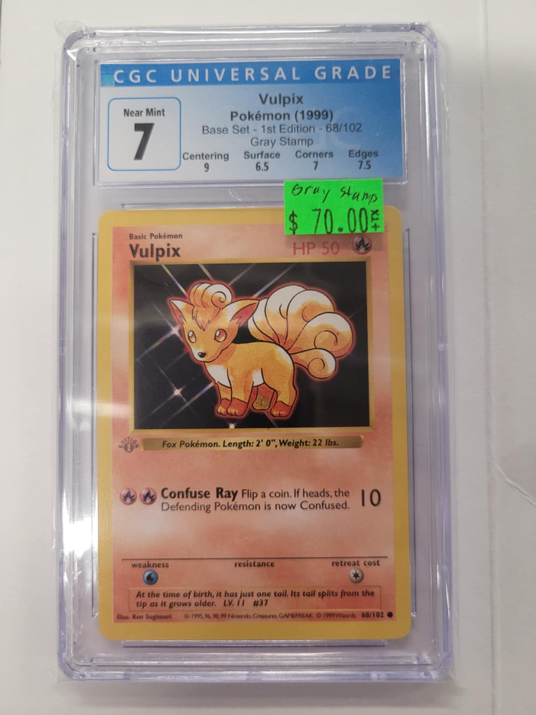 Vulpix Pokemon Base Set 1st Ed Gray Stamp CGC 7 – L.A. Mood Comics and Games