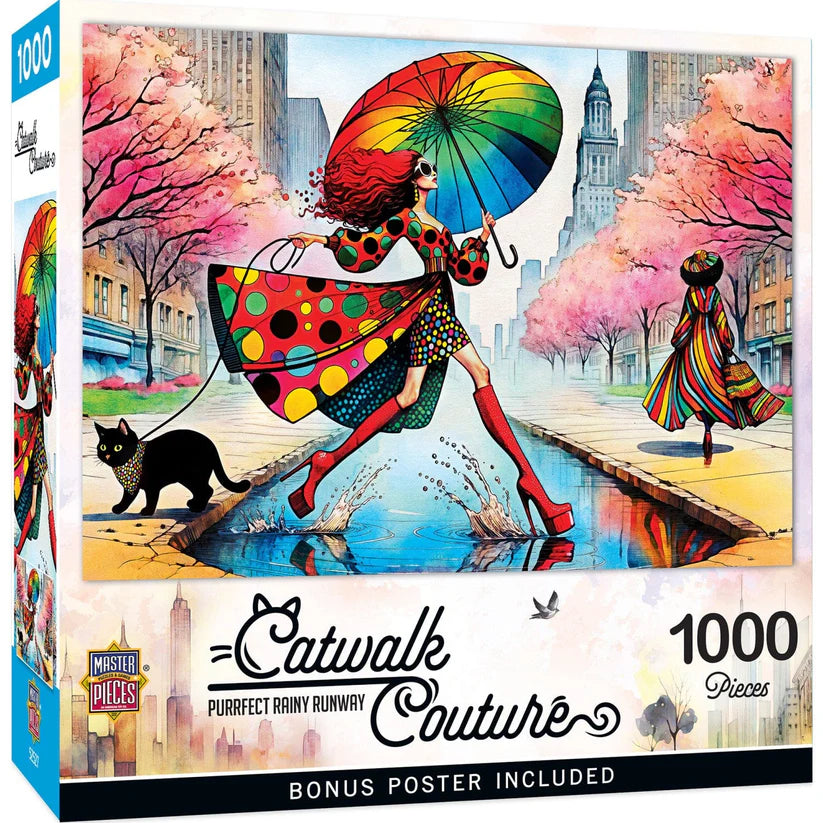 Puzzle 1000pc - Purrfect Rainy Runway | L.A. Mood Comics and Games