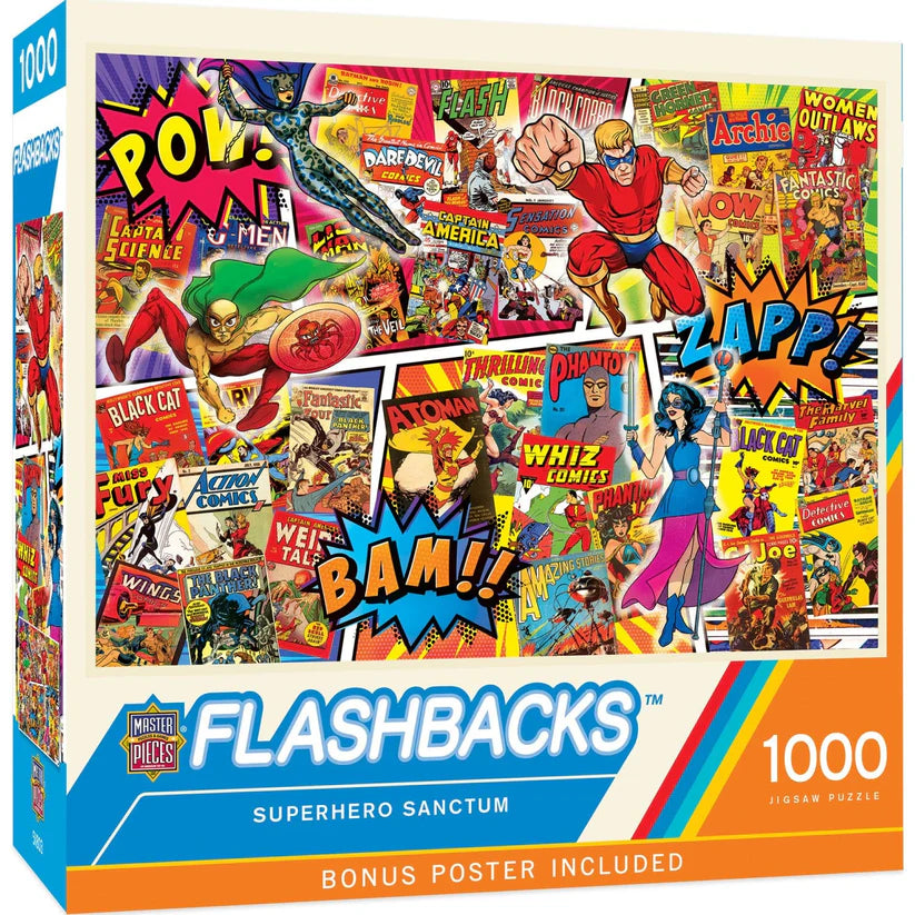 Puzzle 1000pc - Flashbacks: Superhero Sanctum | L.A. Mood Comics and Games