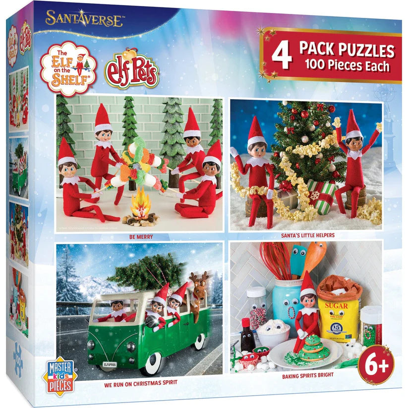 Puzzle 100pc - Elf On The Shelf: 4 Pack V2 (100pcs Each) | L.A. Mood Comics and Games