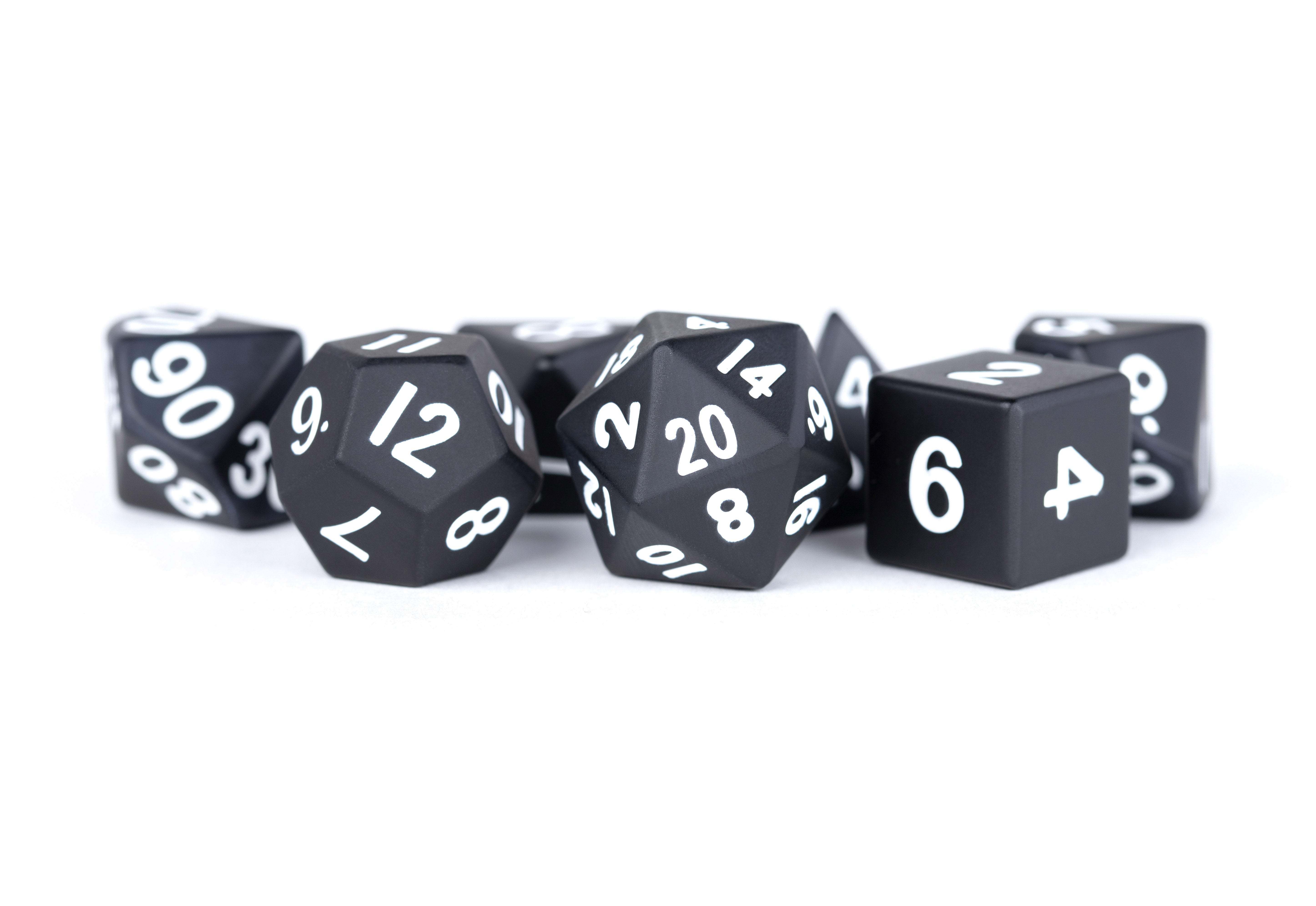 METAL 7 DICE SET BLACK 16MM | L.A. Mood Comics and Games