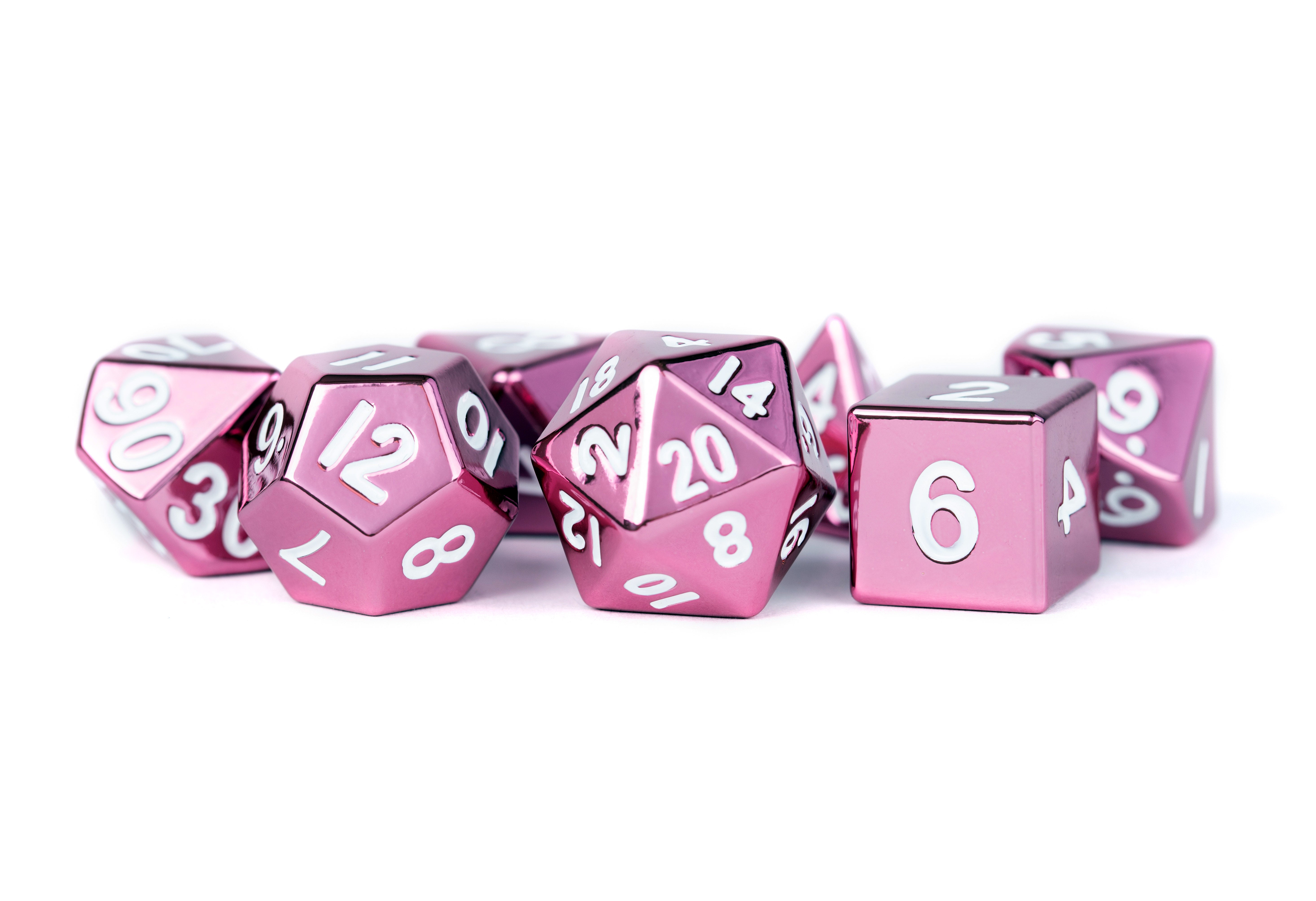 METAL 7 DICE SET PINK 16MM | L.A. Mood Comics and Games