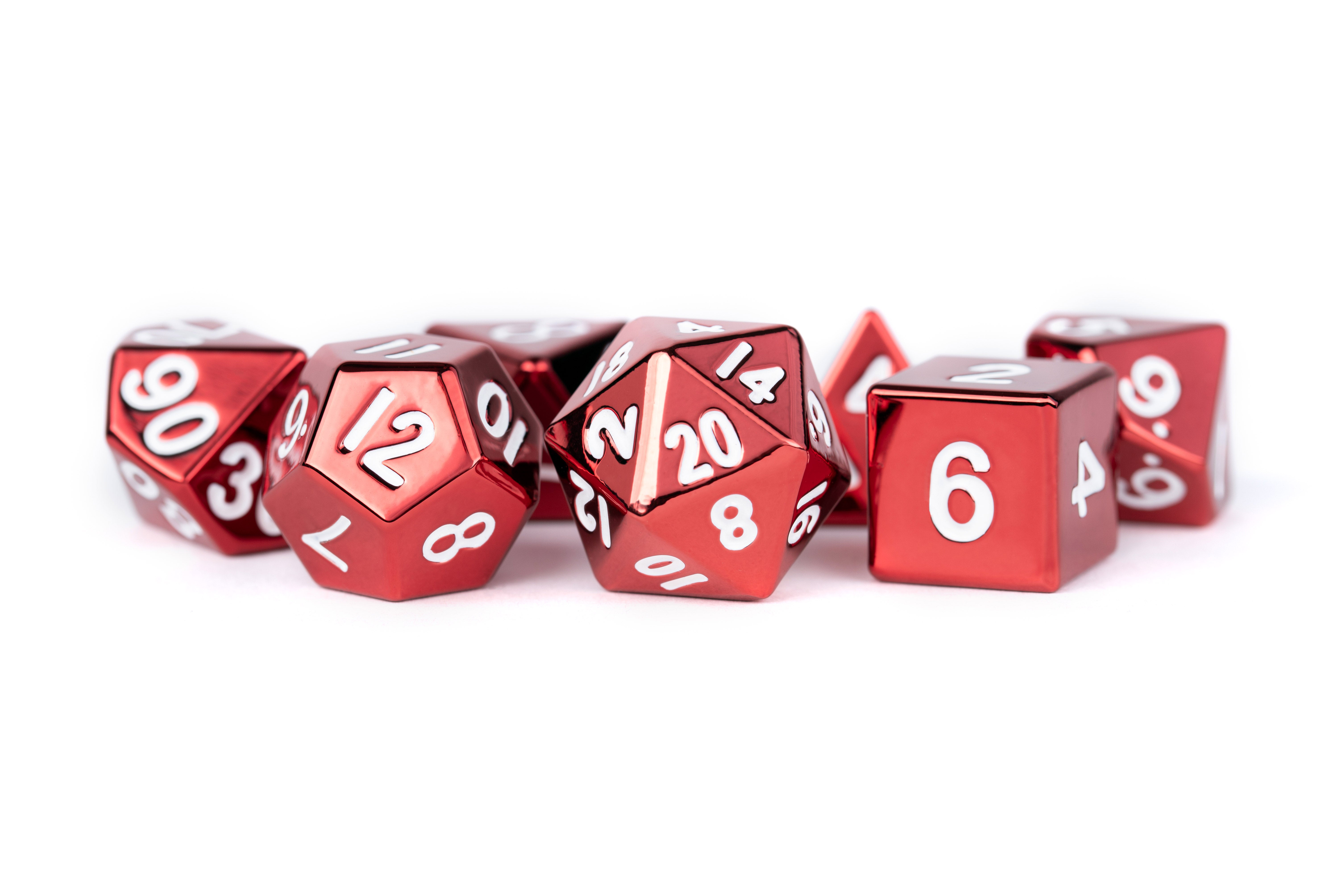 METAL 7 DICE SET RED 16MM | L.A. Mood Comics and Games