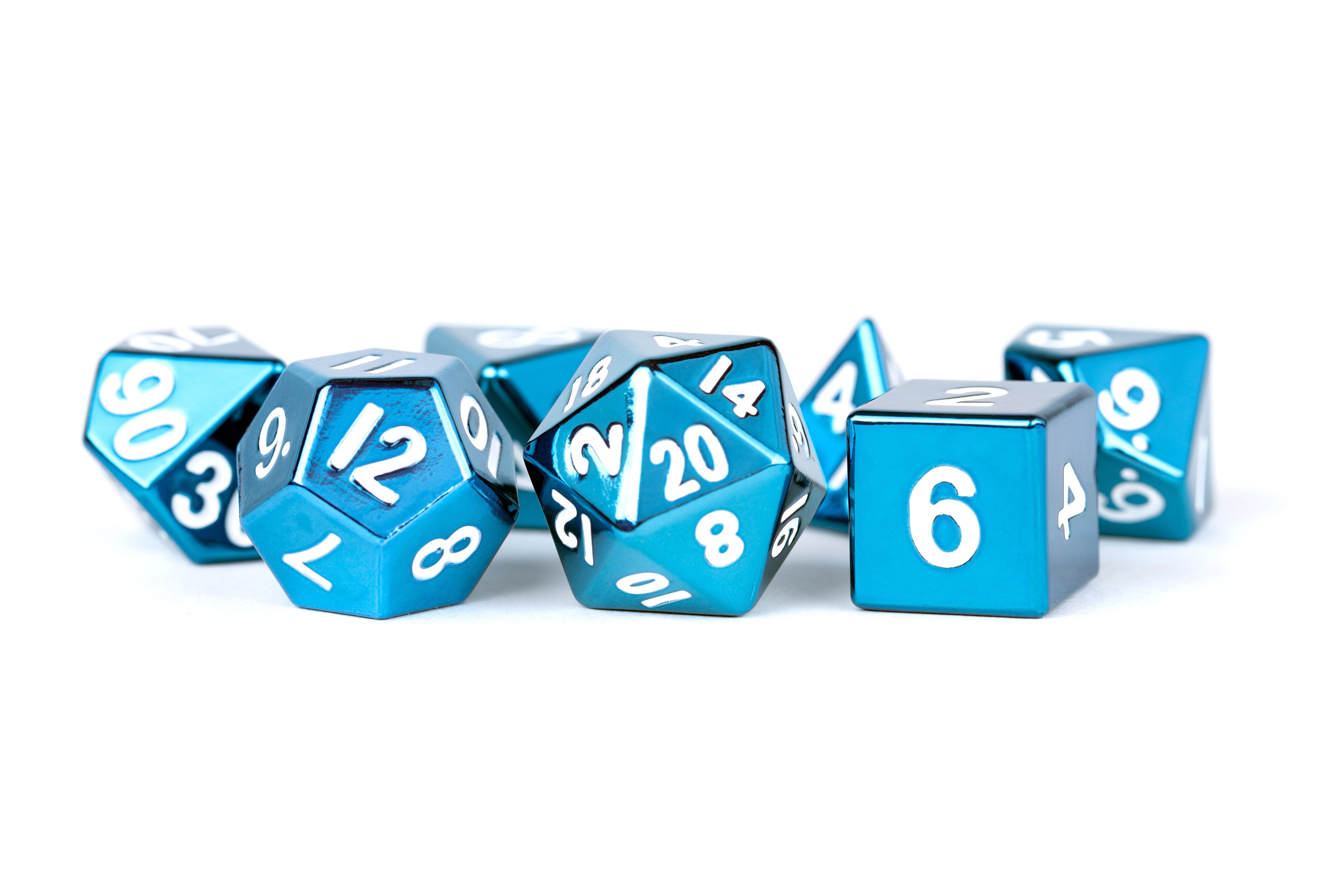 METAL 7 DICE SET BLUE 16MM | L.A. Mood Comics and Games