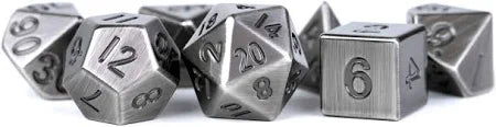 METAL 7 DICE SET ANTIQUE SILVER 16MM | L.A. Mood Comics and Games