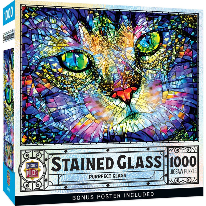 Puzzle 1000pc - Stained Glass: Purrfect Glass | L.A. Mood Comics and Games