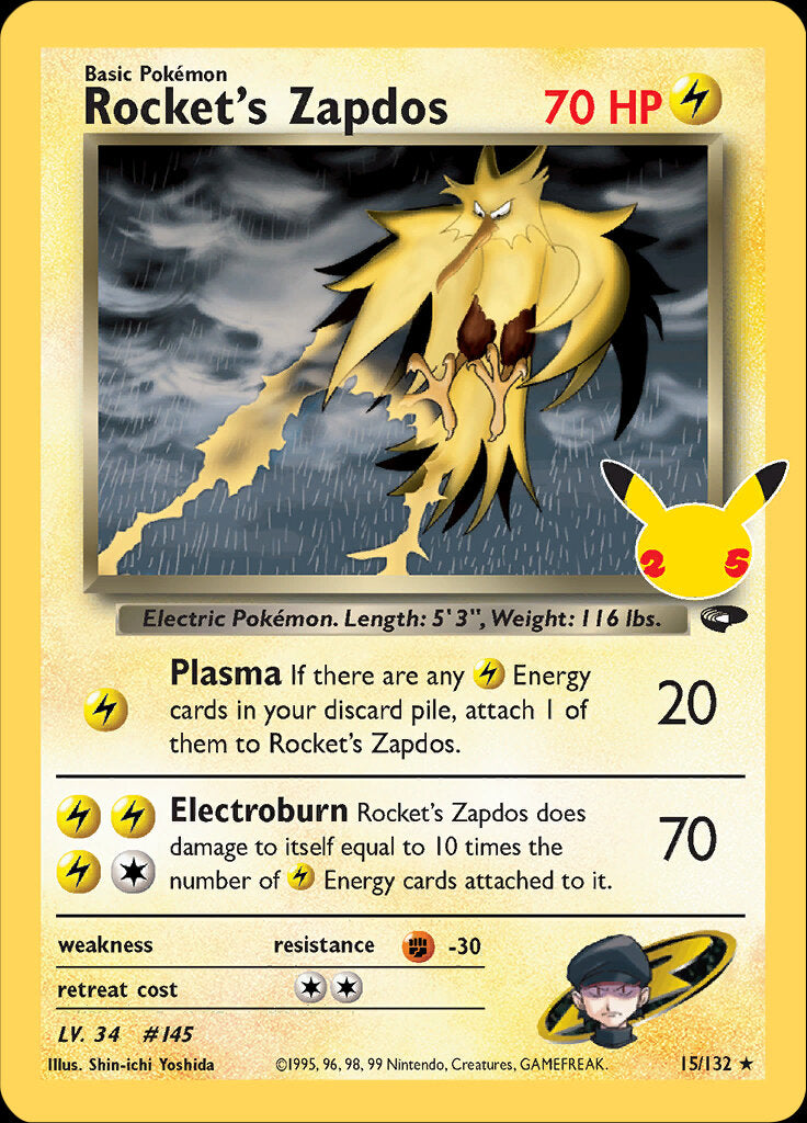 Rocket's Zapdos (15/132) [Celebrations: 25th Anniversary - Classic Collection] | L.A. Mood Comics and Games