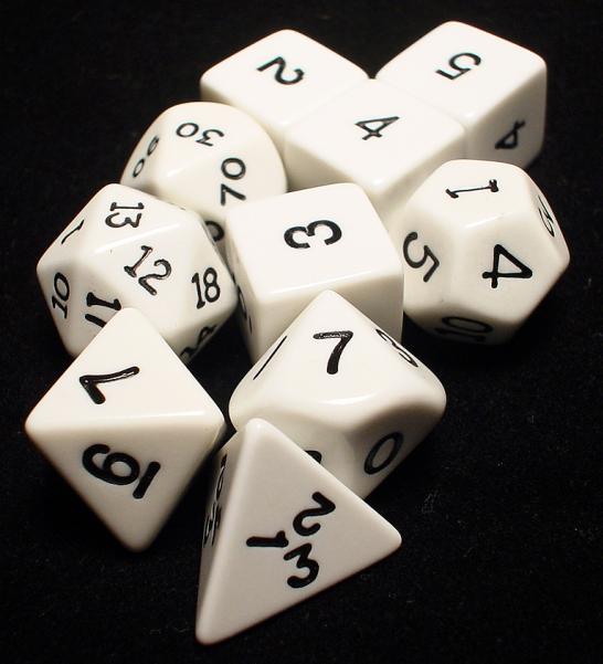 Opaque 10 Piece Dice Set White/Black | L.A. Mood Comics and Games