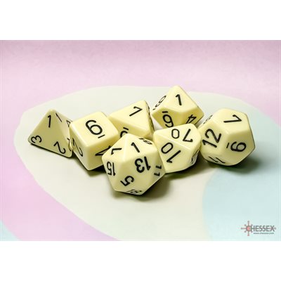 Chessex Opaque Pastel: 7pc Yellow / Black | L.A. Mood Comics and Games