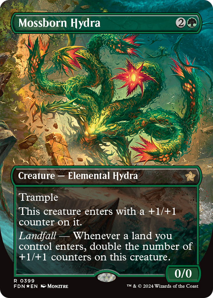 Mossborn Hydra (Borderless) (Mana Foil) [Foundations] | L.A. Mood Comics and Games