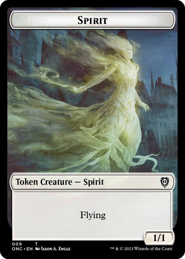 Human // Spirit Double-Sided Token [Phyrexia: All Will Be One Commander Tokens] | L.A. Mood Comics and Games