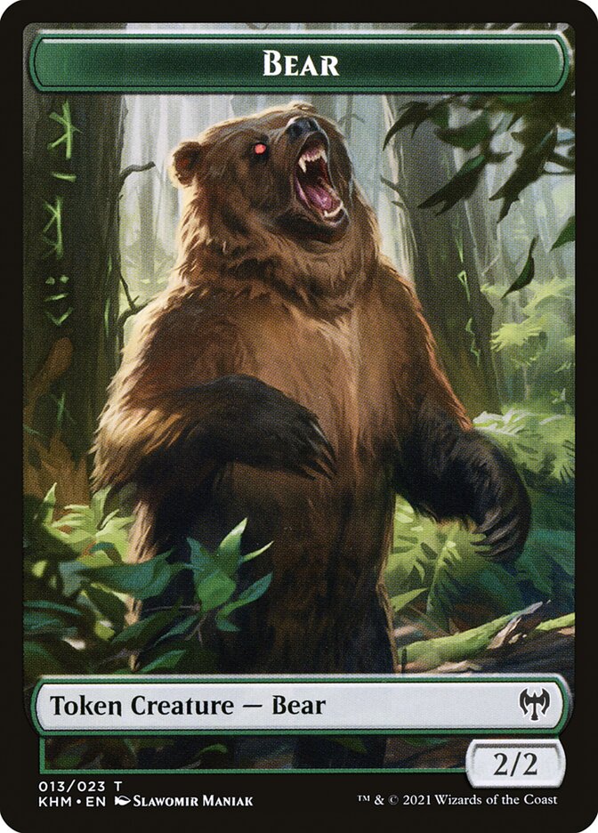 Human Warrior // Bear Double-Sided Token [Kaldheim Tokens] | L.A. Mood Comics and Games
