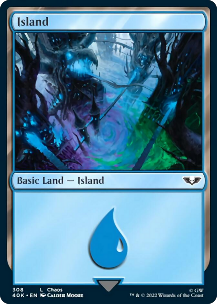 Island (308) (Surge Foil) [Warhammer 40,000] | L.A. Mood Comics and Games