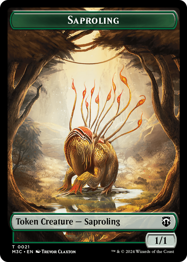 Garruk, Apex Predator Emblem // Saproling Double-Sided Token [Modern Horizons 3 Commander Tokens] | L.A. Mood Comics and Games