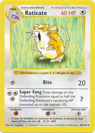 Raticate (40/102) [Base Set Shadowless Unlimited] | L.A. Mood Comics and Games