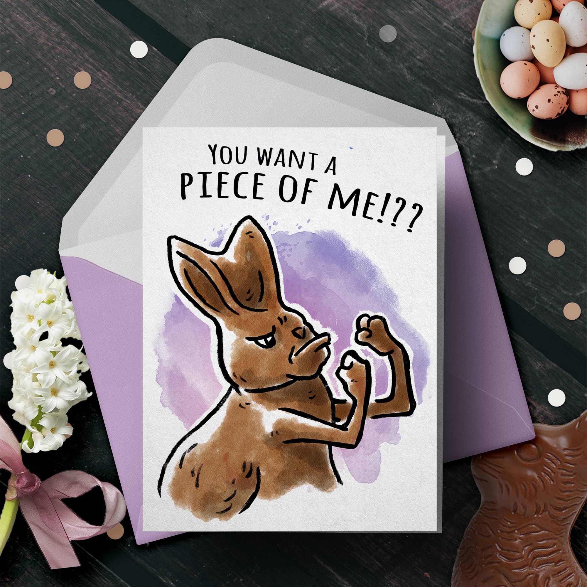 "Want a Piece of Me!?" Funny Easter Card, Happy Easter | L.A. Mood Comics and Games