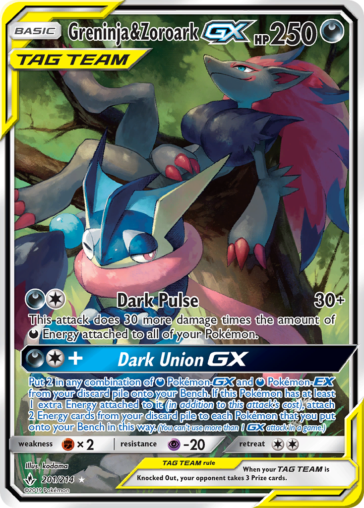 Greninja & Zoroark GX (201/214) [Sun & Moon: Unbroken Bonds] | L.A. Mood Comics and Games