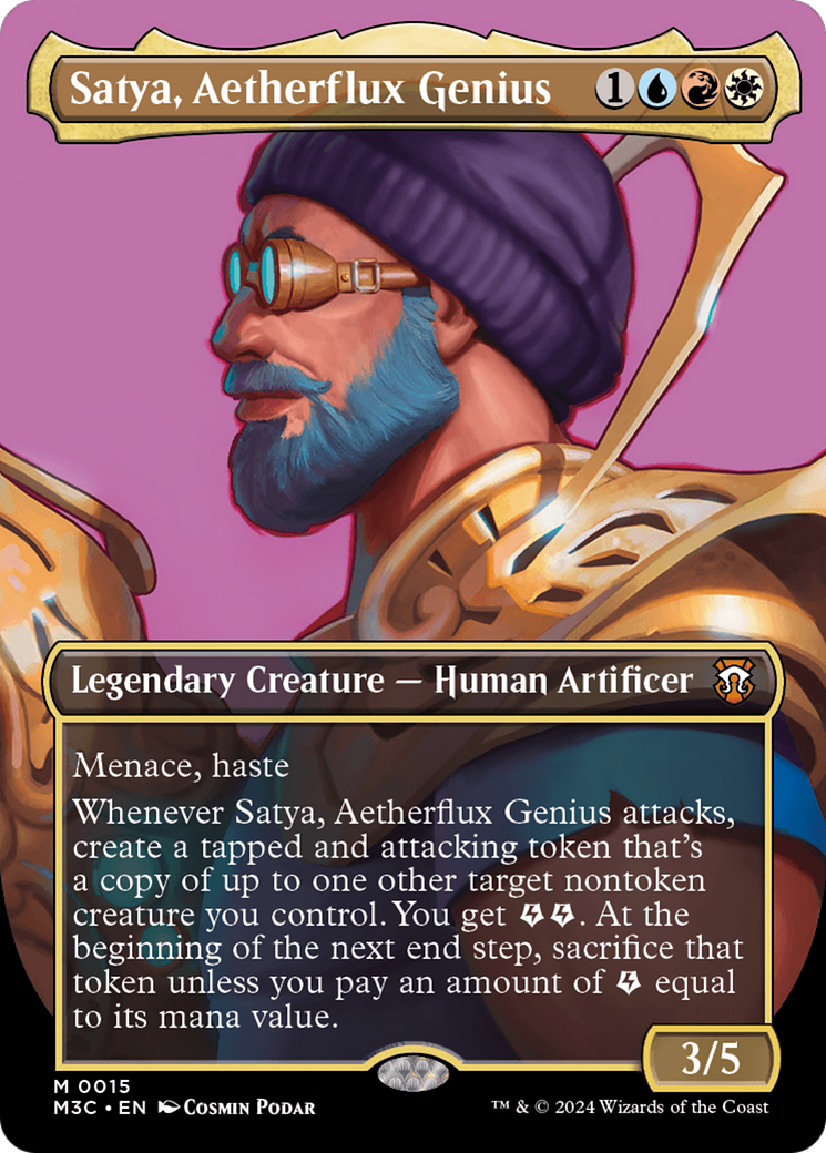 Satya, Aetherflux Genius (Borderless) (Ripple Foil) [Modern Horizons 3 Commander] | L.A. Mood Comics and Games