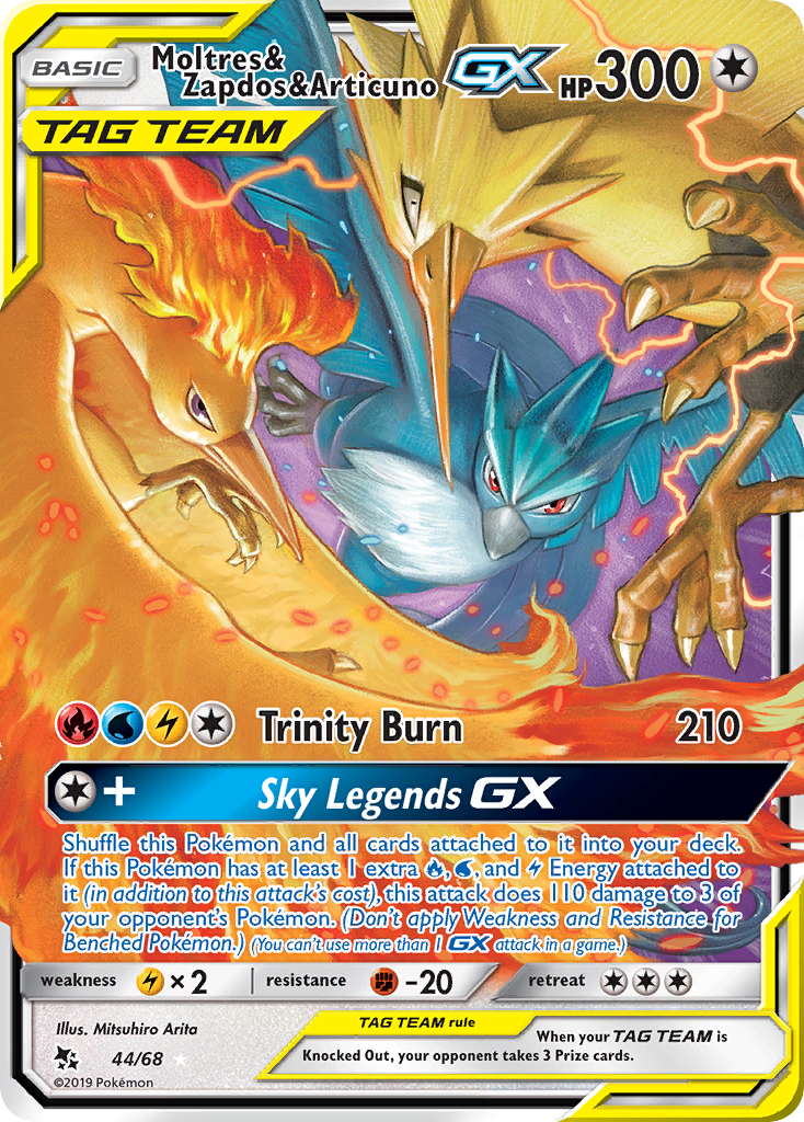 Moltres & Zapdos & Articuno GX (44/68) [Sun & Moon: Hidden Fates] | L.A. Mood Comics and Games