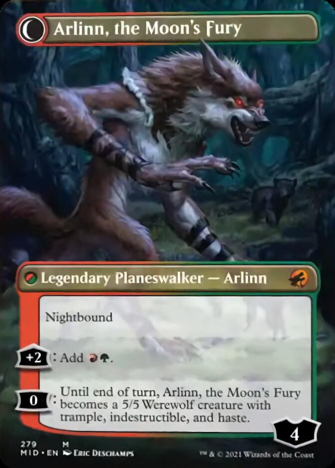 Arlinn, the Pack's Hope // Arlinn, the Moon's Fury (Borderless) [Innistrad: Midnight Hunt] | L.A. Mood Comics and Games