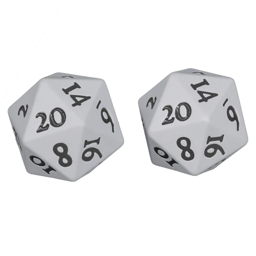 Heavy Metal Dice D20: Vivid White | L.A. Mood Comics and Games