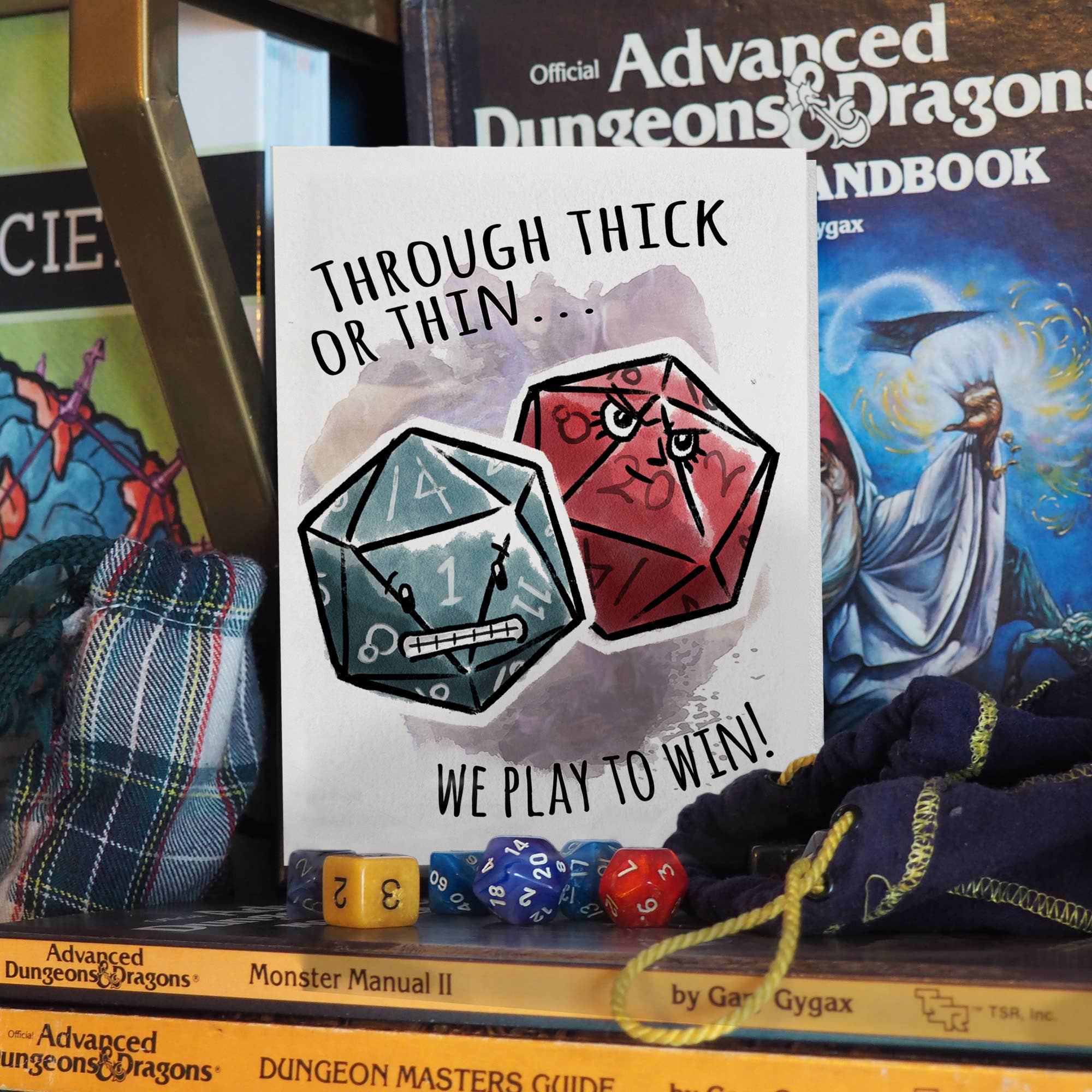 "We Play to Win" Cute DnD Couples or Friends Nerd Card | L.A. Mood Comics and Games