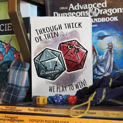 "We Play to Win" Cute DnD Couples or Friends Nerd Card | L.A. Mood Comics and Games