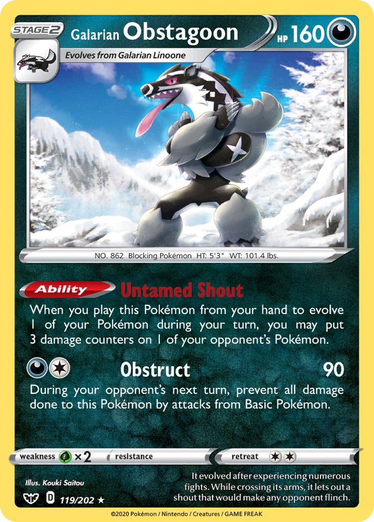 Galarian Obstagoon (119/202) [Sword & Shield: Base Set] | L.A. Mood Comics and Games