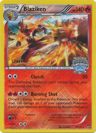 Blaziken (14/111) (Staff National Championship Promo) [XY: Furious Fists] | L.A. Mood Comics and Games