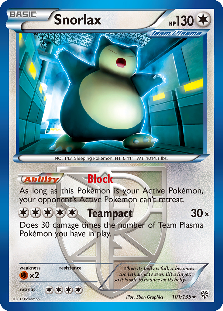 Snorlax (101/135) [Black & White: Plasma Storm] | L.A. Mood Comics and Games