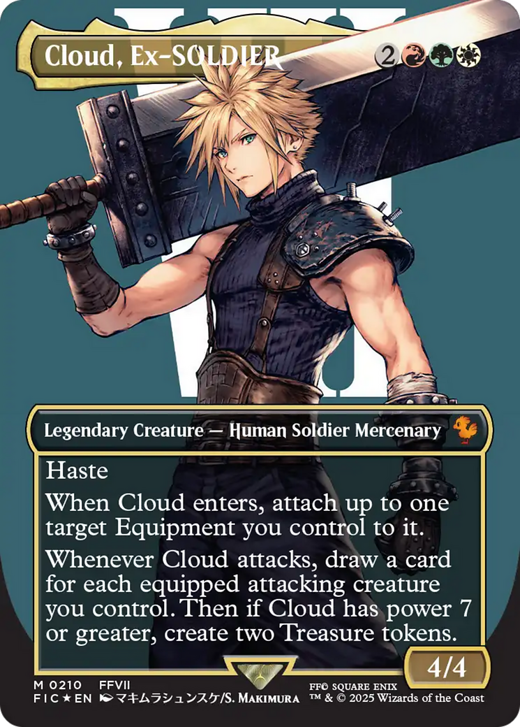 Cloud, Ex-SOLDIER (Borderless) (Surge Foil) [FINAL FANTASY Commander] | L.A. Mood Comics and Games