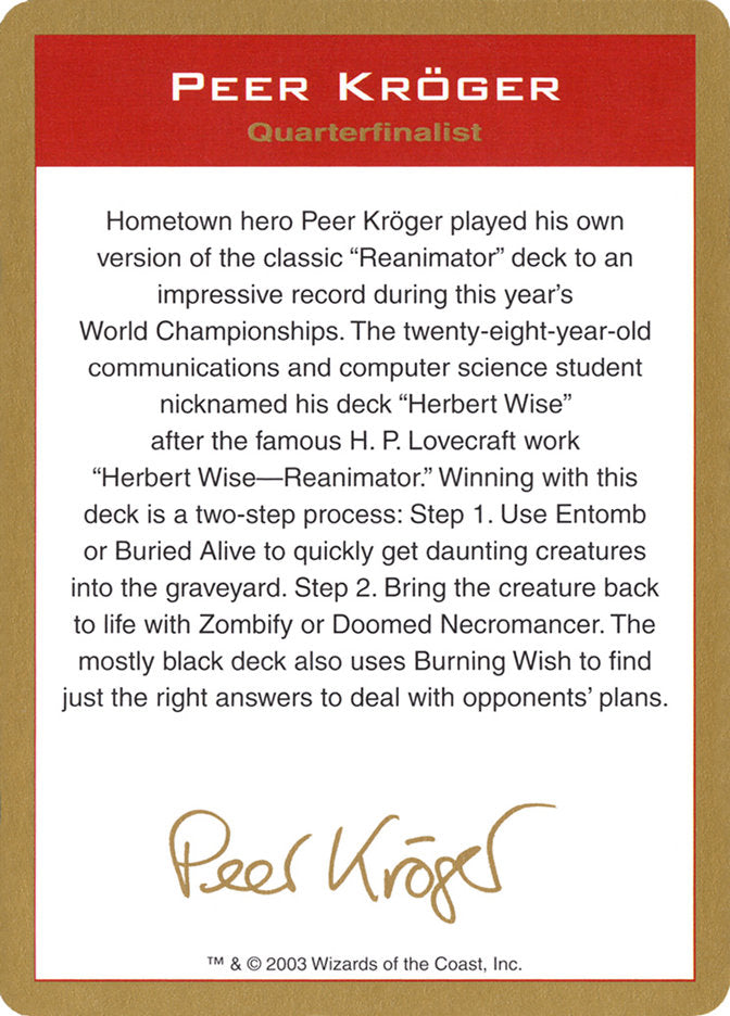 Peer Kroger Bio [World Championship Decks 2003] | L.A. Mood Comics and Games