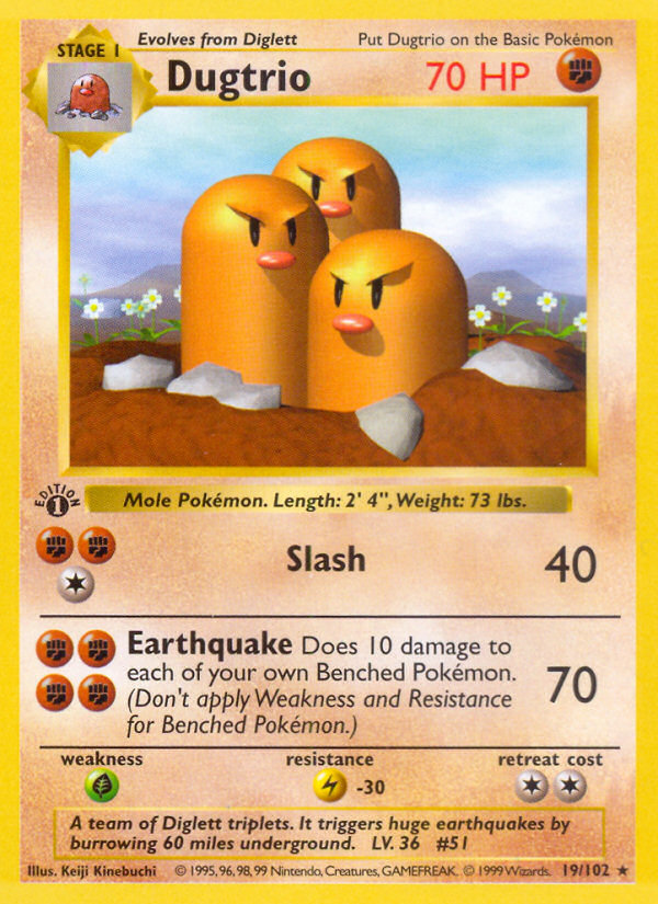 Dugtrio (19/102) (Shadowless) [Base Set 1st Edition] | L.A. Mood Comics and Games