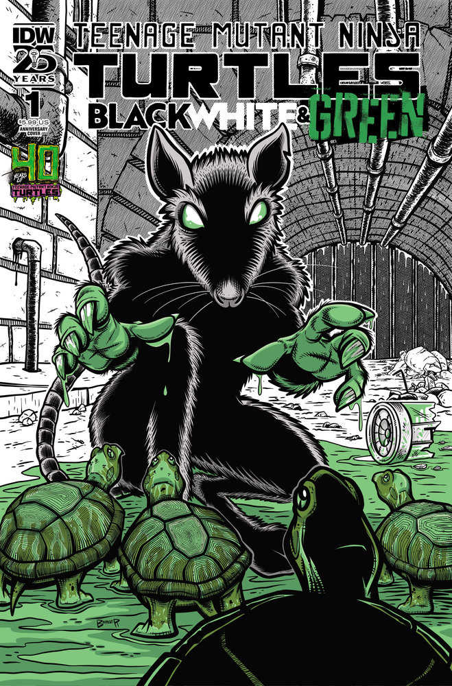 Teenage Mutant Ninja Turtles: Black, White, And Green #1 Variant 40th Anniversary (Berger) | L.A. Mood Comics and Games