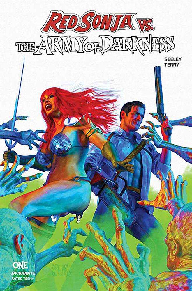 Red Sonja vs Aod #1 Cover R Foc Bonus Spears White Bkgr | L.A. Mood Comics and Games