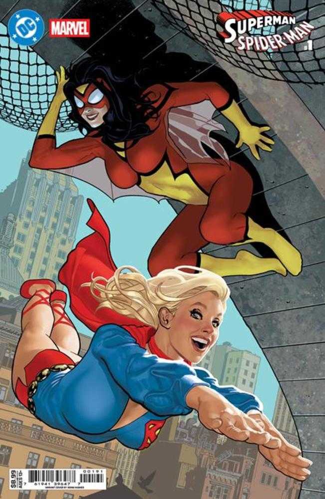 DC Marvel Superman Spider-Man #1 (One Shot) Cover I Adam Hughes Supergirl 70 S & Spider Woman 70 S Card Stock Variant | L.A. Mood Comics and Games