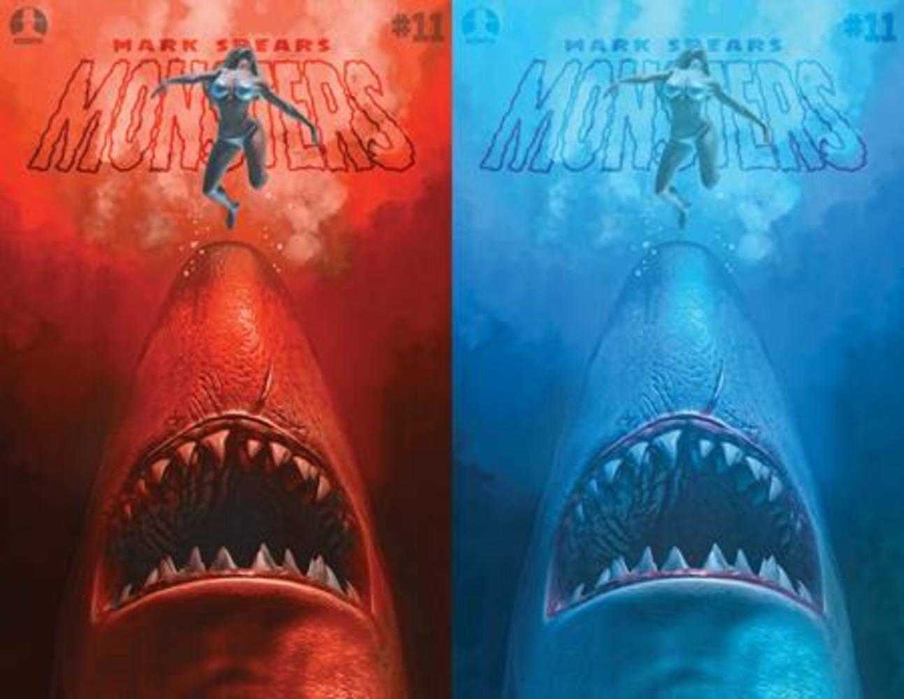 Mark Spears Monsters #11 Cover B Mark Spears Shark Attack Jaws Homage Holofoil Flip Cover Variant | L.A. Mood Comics and Games