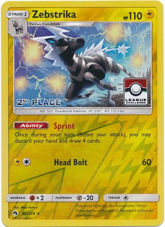 Zebstrika (82/214) (League Promo 2nd Place) [Sun & Moon: Lost Thunder] | L.A. Mood Comics and Games