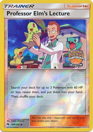 Professor Elm's Lecture (188/214) (Regional Championship Promo) [Sun & Moon: Lost Thunder] | L.A. Mood Comics and Games