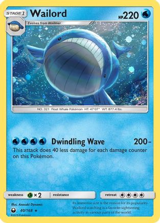 Wailord (40/168) (Cosmos Holo) [Sun & Moon: Celestial Storm] | L.A. Mood Comics and Games