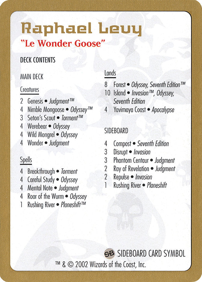 Raphael Levy Decklist [World Championship Decks 2002] | L.A. Mood Comics and Games