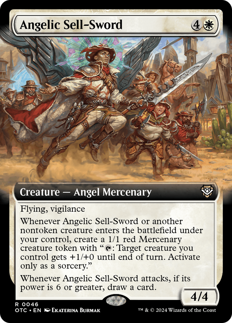 Angelic Sell-Sword (Extended Art) [Outlaws of Thunder Junction Commander] | L.A. Mood Comics and Games