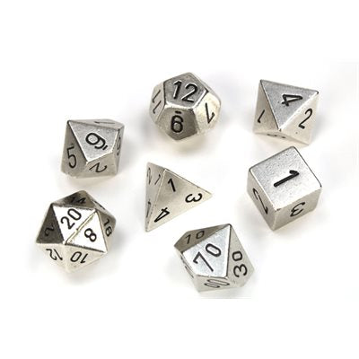 Chessex Metal 7pc Dice Set: Silver | L.A. Mood Comics and Games