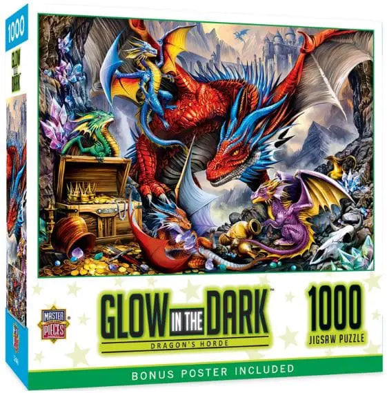 Puzzle: 1000pc Glow-in-the-dark Dragon's Hoard | L.A. Mood Comics and Games