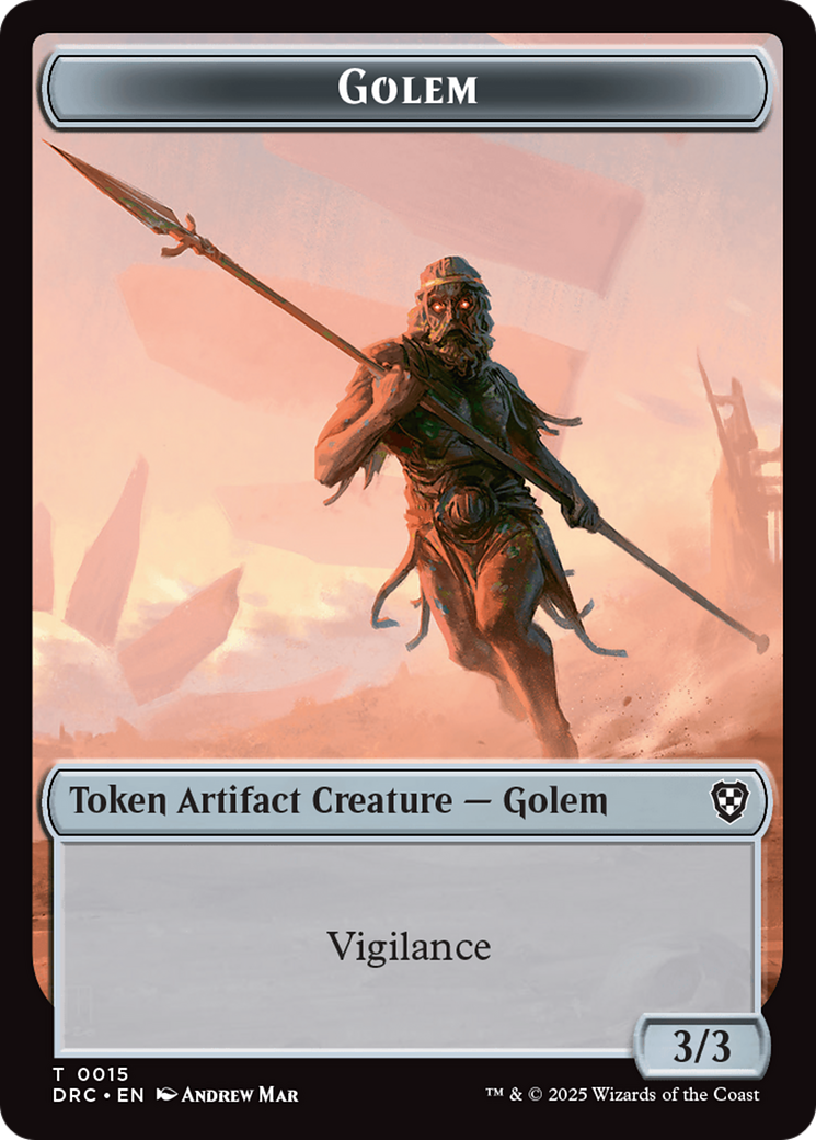 Golem (0014) // Golem (0015) Double-Sided Token [Aetherdrift Commander Tokens] | L.A. Mood Comics and Games