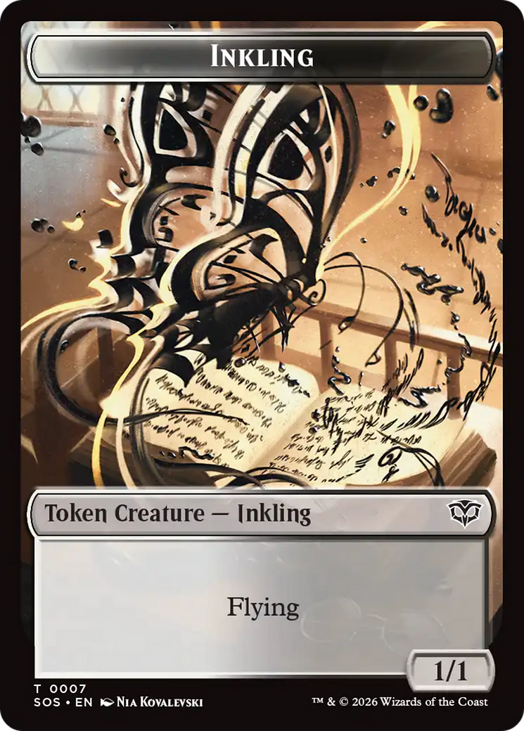 Inkling (0007) // Spirit (0011) Double-Sided Token [Secrets of Strixhaven Tokens] | L.A. Mood Comics and Games
