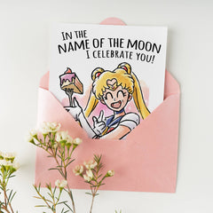 "Name of the Moon" Cosmic Guardian Girl Birthday Card | L.A. Mood Comics and Games